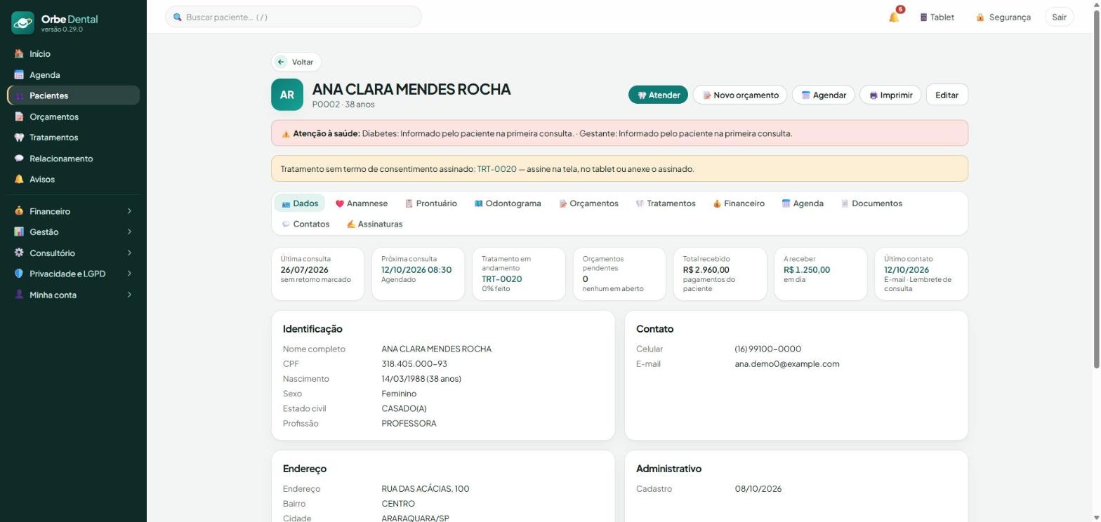 Tela do Orbe Dental: Tudo sobre o paciente numa tela